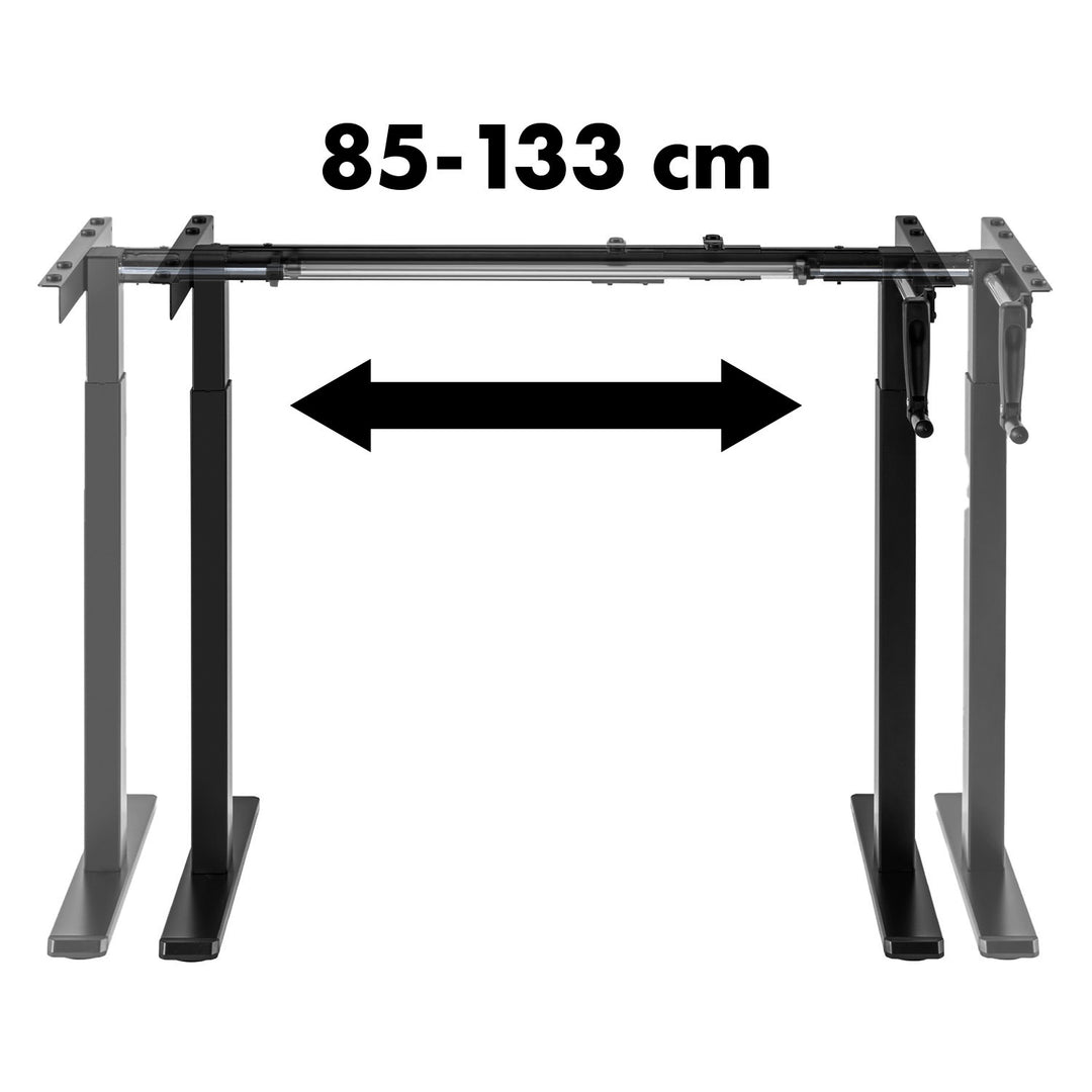 Maclean skrivbord, manuell höjdjustering, utan skiva, för stående och sittande, max 60kg, maxhöjd 120cm, MC-790NB