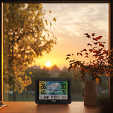 GreenBlue trådlös väderstation, färg, med DCF, månfaser, barometer, kalender, strömförsörjning, GB540N