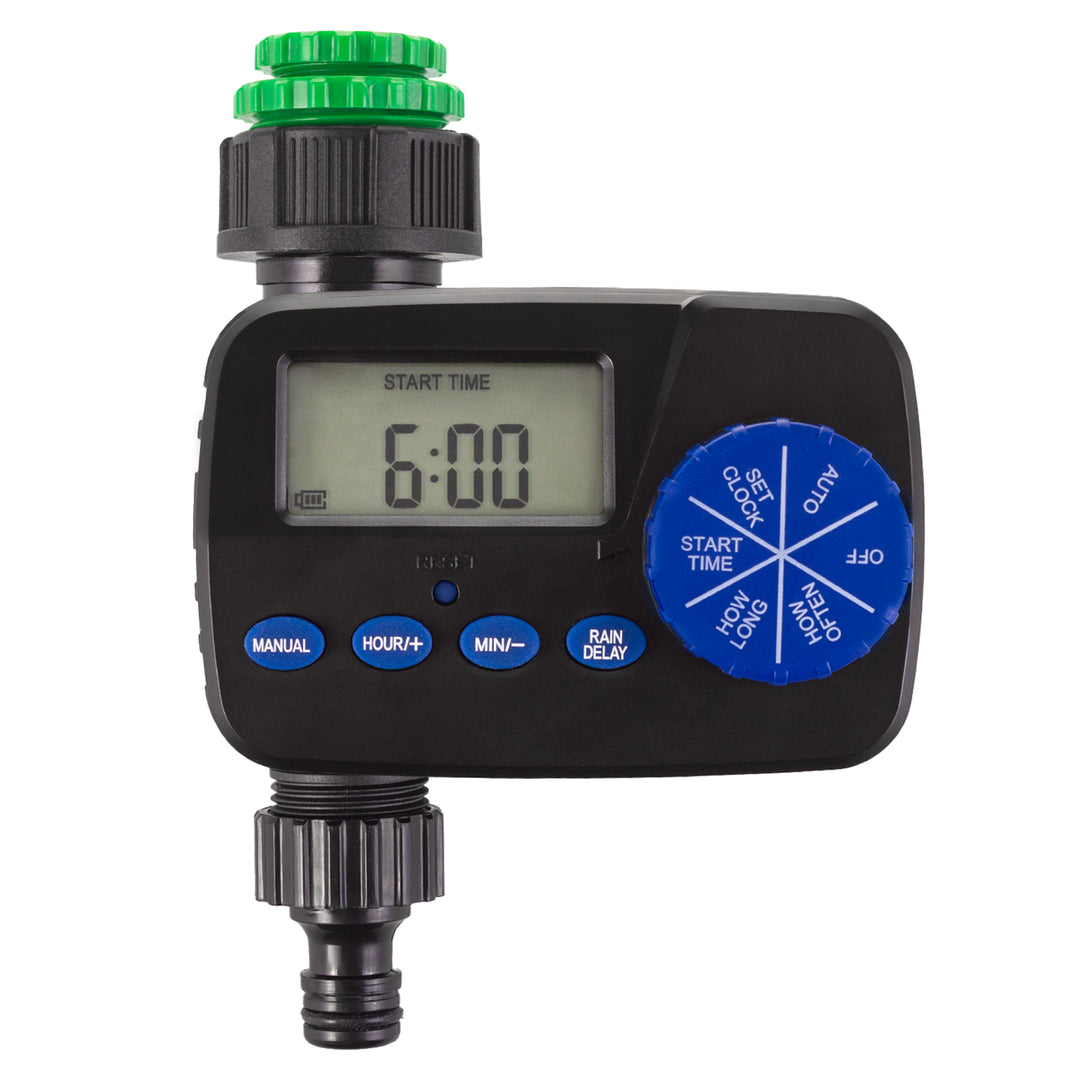 GreenBlue elektronisk bevattningsregulator, programmerare, strömförsörjning 2x1,5V AA, GB390