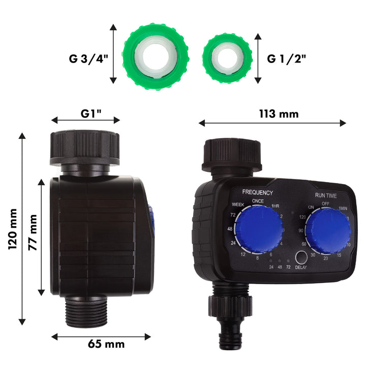 GreenBlue elektronisk bevattningsregulator, programmerare, strömförsörjning 2x 1,5V AA, GB391