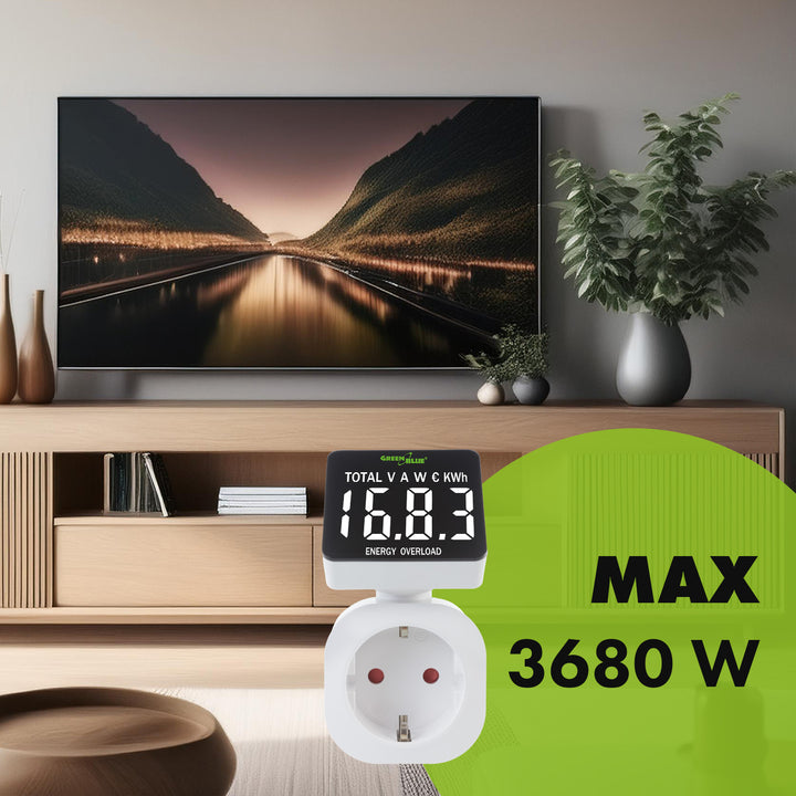 GreenBlue energimätare, wattmätare, 16A, max. 3680W, subminne, GB620 E