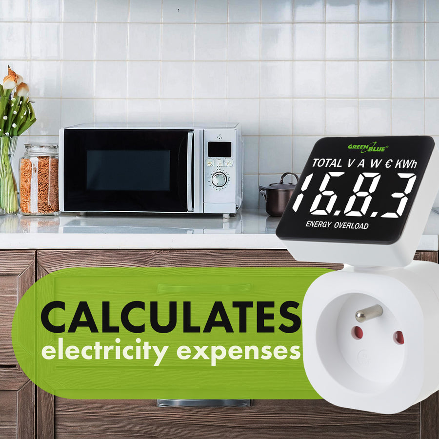 GreenBlue energimätare, wattmätare, 16A, max. 3680W, subminne, GB620 F