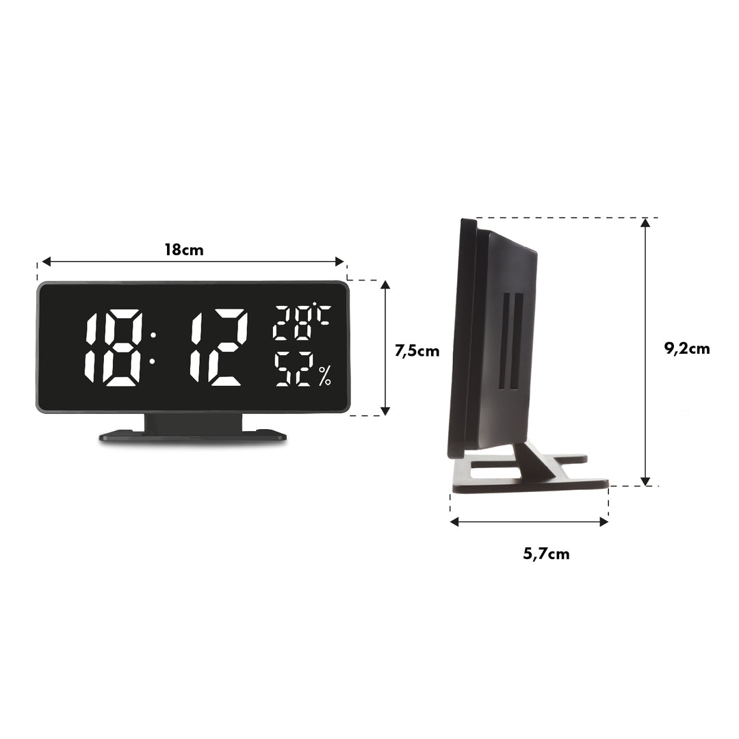 Klocka med alarm och termometer GreenBlue GB395 svart hygrometer