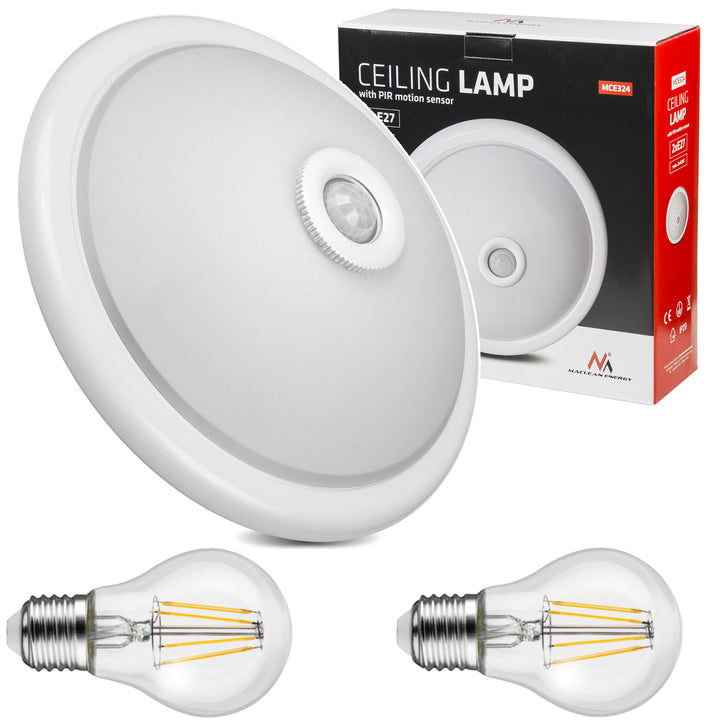 Plafond med PIR-sensor Maclean, tak, med LED-ljuskälla, 2x max. 40W, E27, 220-240V~ 50/60Hz, MCE324 + 2xMCE268