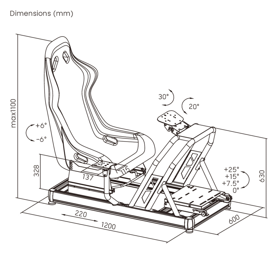 NanoRS racingrattstativ med sitter, max 120 kg, RS423