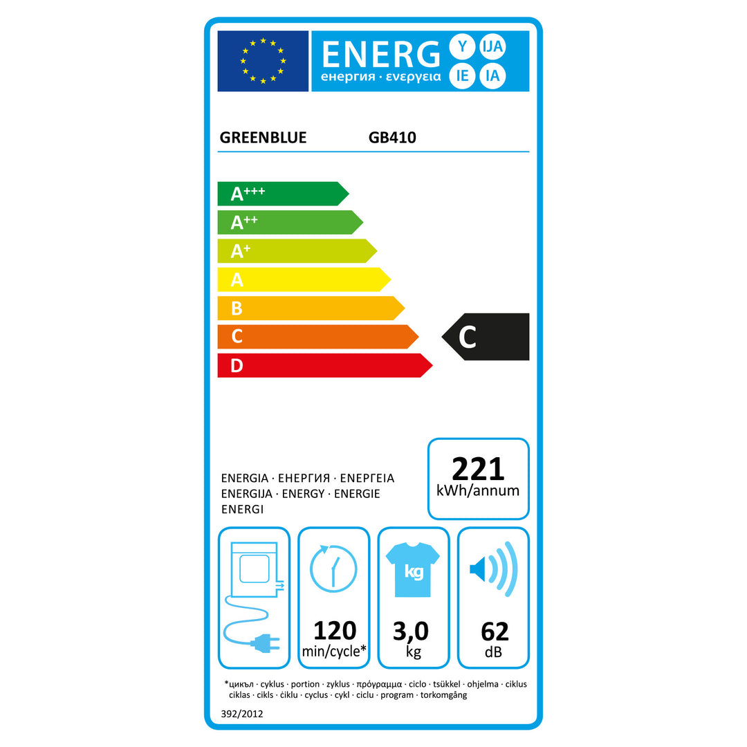 GreenBlue elektrisk torktumlare med 3 kg last GB410