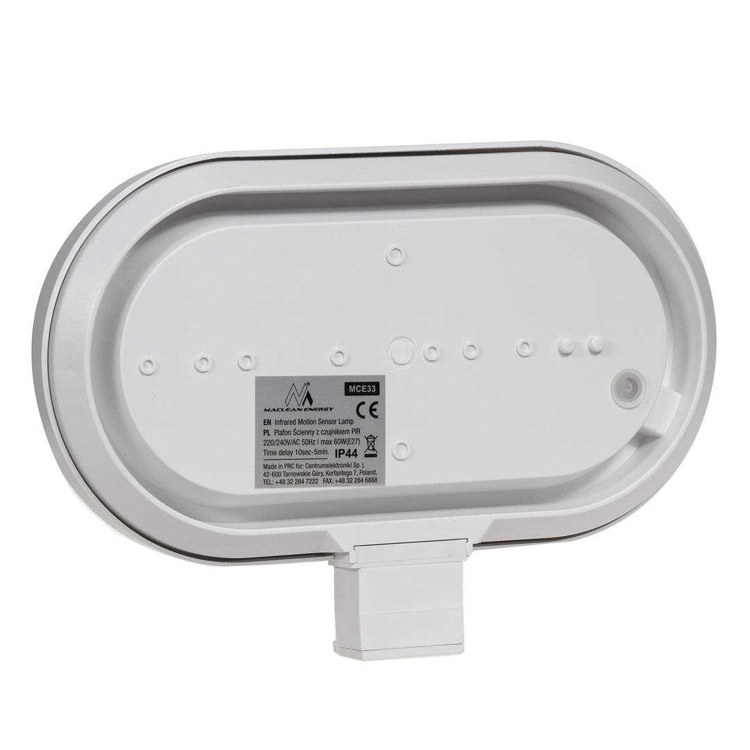 Maclean väggarmatur, med PIR-sensor, max. 60W, 180°, MCE33 W + LED 11W