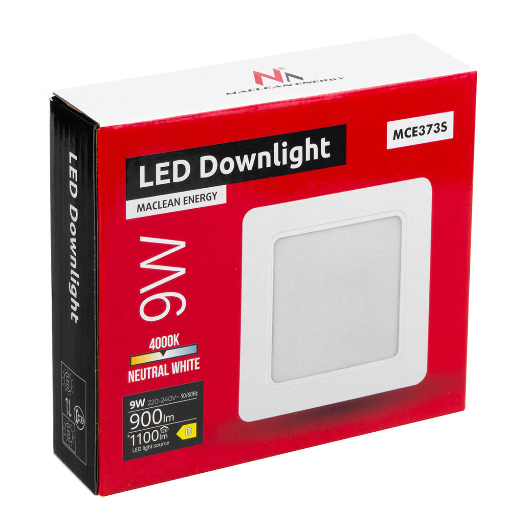 5x Maclean LED-takpanel, infälld SLIM, 9W, neutralvit 4000K, 120*120*26mm, 900lm, MCE373 S