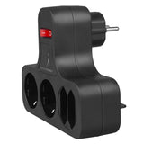 Maclean eluttag, fyrdubbelt med på/av-brytare, stabiliseringsfot, schuko-typ, 2x2,5A, 2x16A, MCE224 G/B