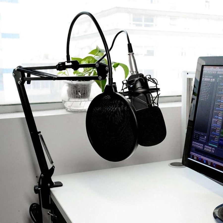 Media-Tech kondensatormikrofon, justerbart stativ, tillbehör, MT397K