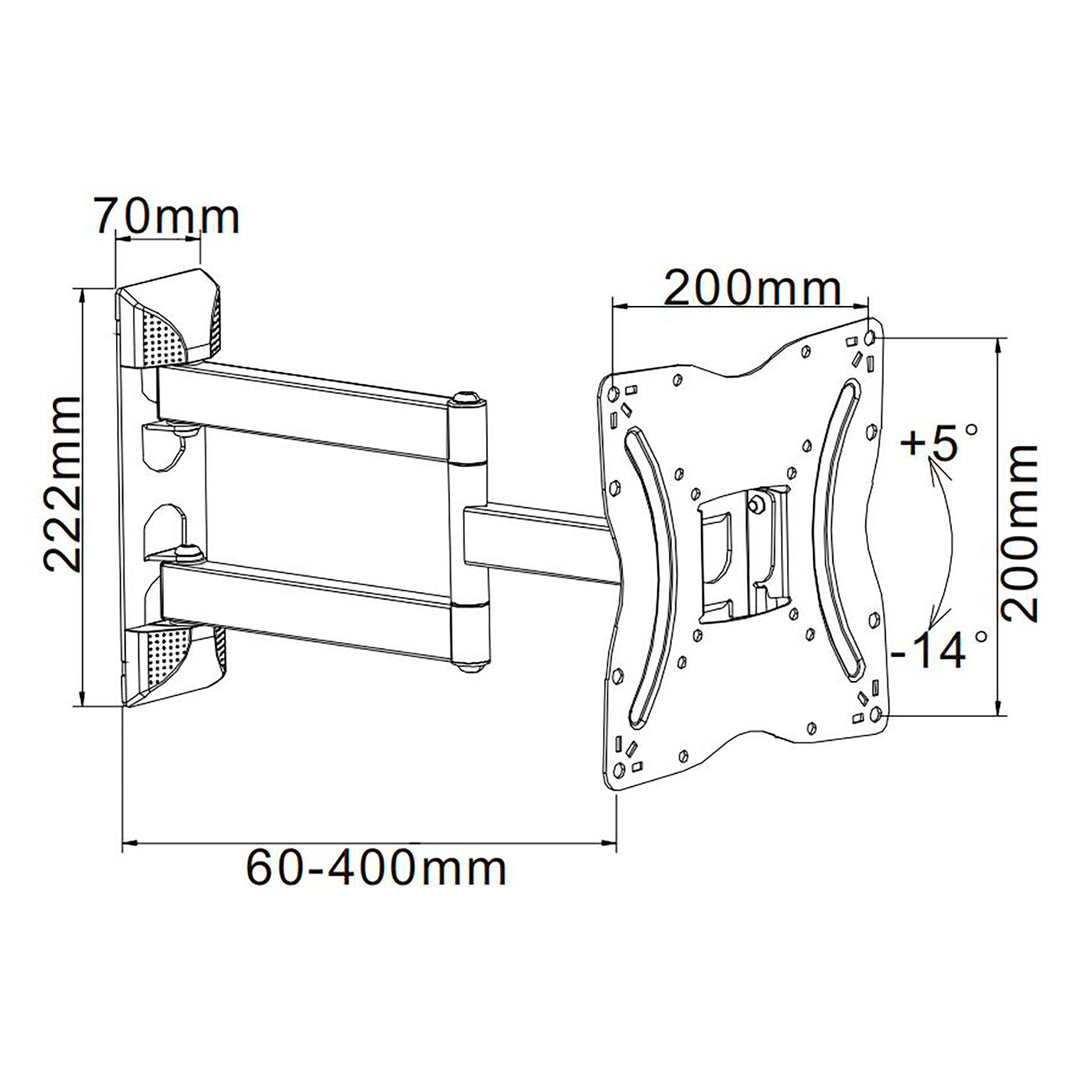 Cabletech universellt TV-fäste 13"-42" vertikal och horisontell justering UCH0214