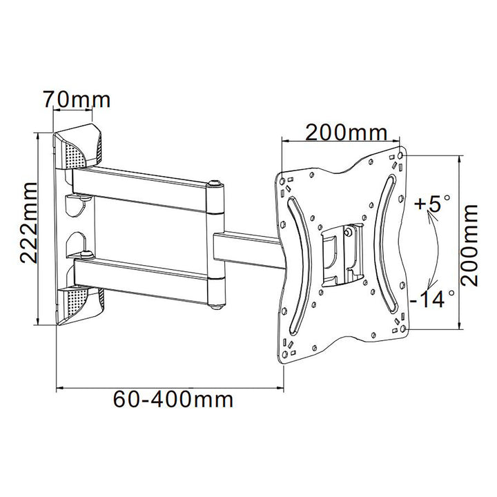 Cabletech universellt TV-fäste 13"-42" vertikal och horisontell justering UCH0214