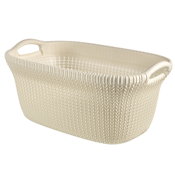 Curver tvättkorg, 2 handtag, 40l, kräm, stickad
