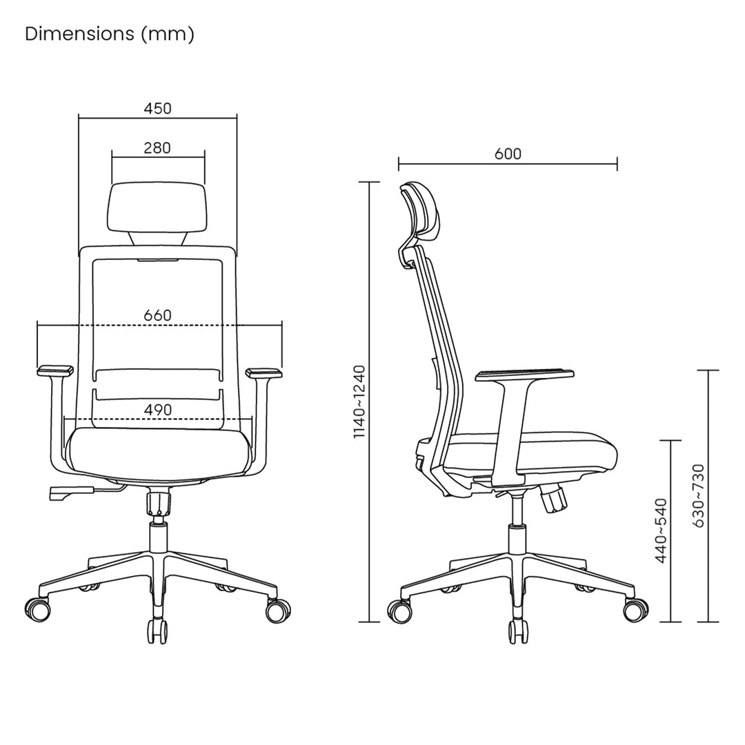 Premium ergonomisk kontorsstol med hög rygg Ergo Office, max 150 kg, ER-425