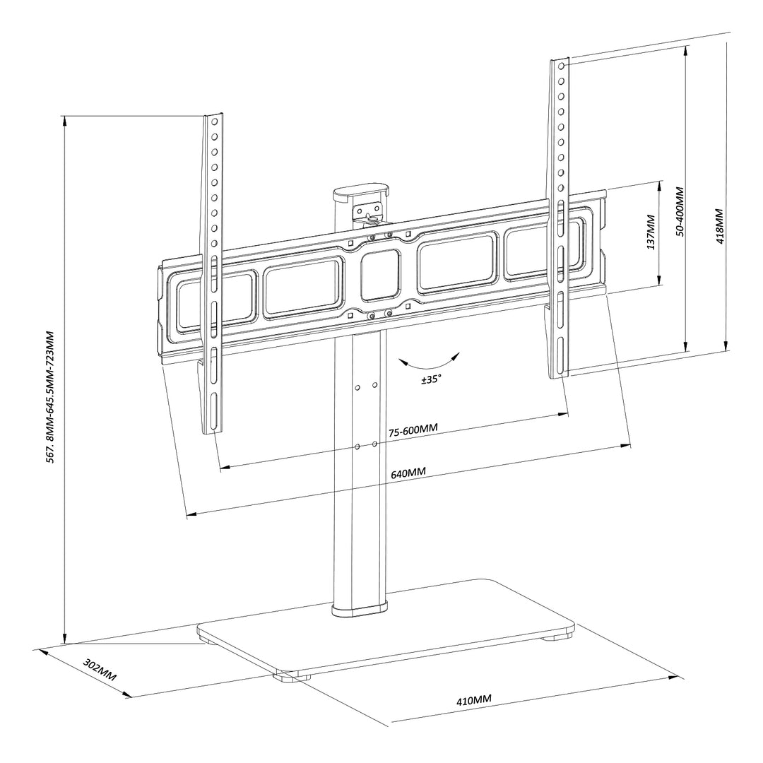 Universal TV-stativ Maclean för RTV-skåpstativ max 40kg max VESA 600x400 för 32-75" TV MC-386