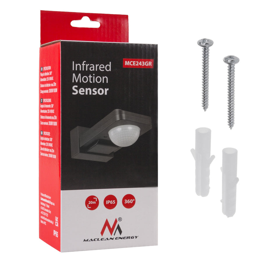 Maclean infraröd PIR-rörelsedetektor IP65 2000W MCE243 GR