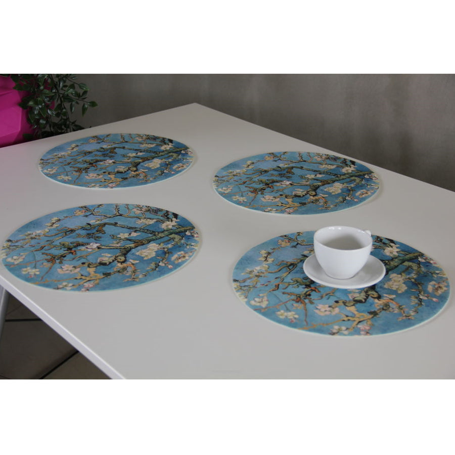 Bertoni bordsunderläggsset, 4 delar, rund, 33 cm, Almond