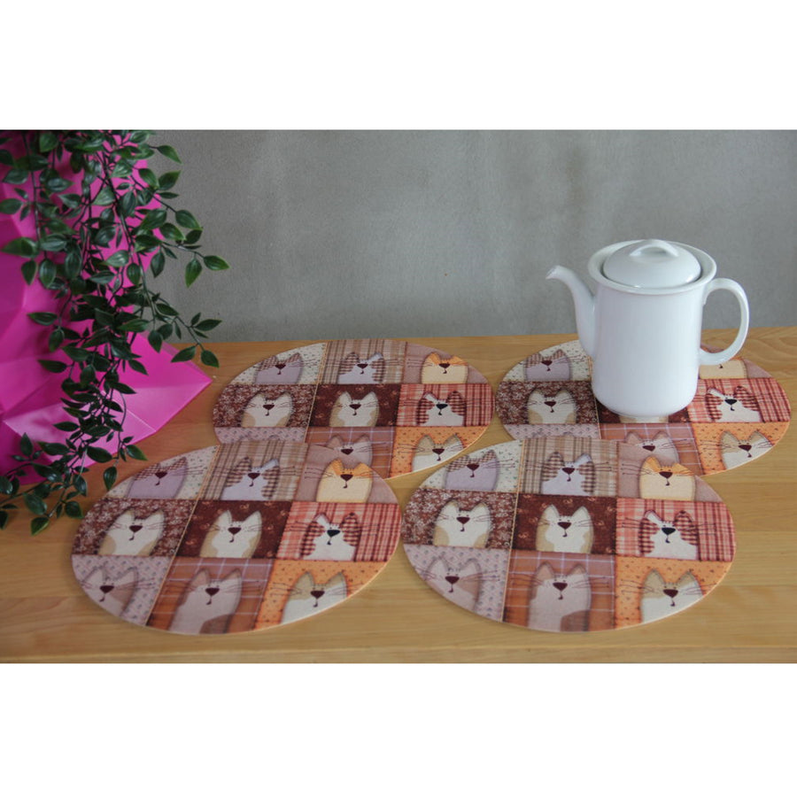 Bertoni bordsunderläggsset, 4 delar, rund, 33 cm, Pexeso Beige