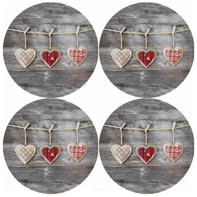Bertoni bordsunderläggsset, 4 delar, rund, 33 cm, Hearts
