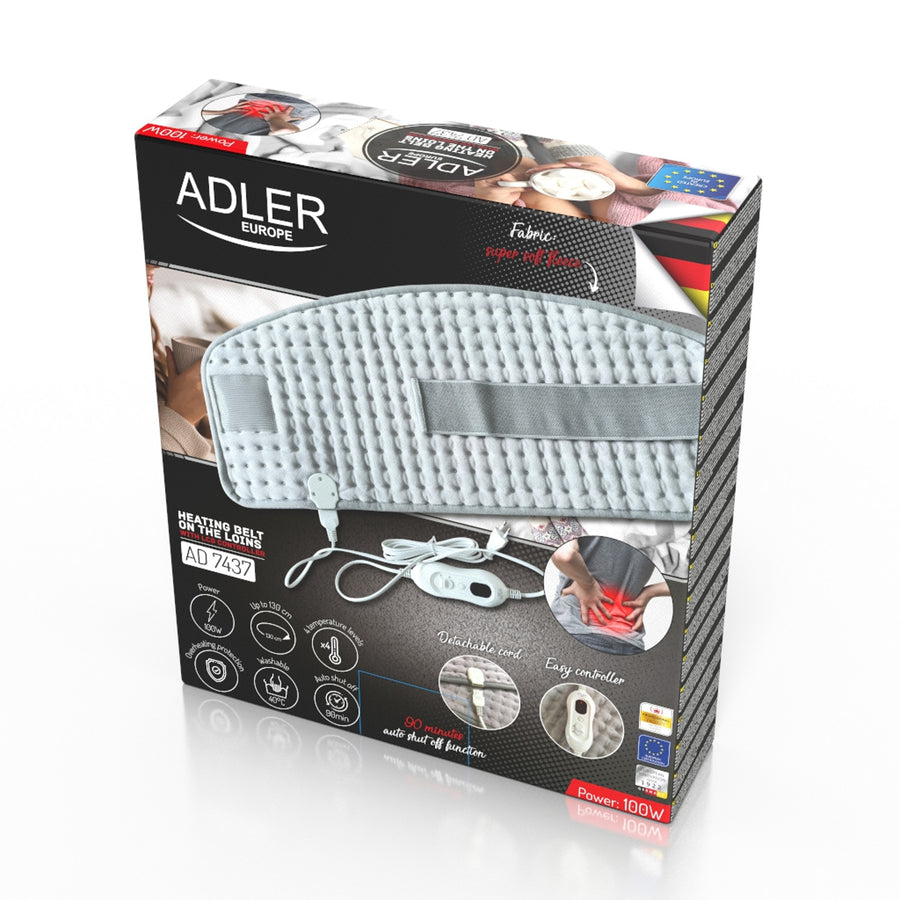 Värmebälte för ländryggen Adler, 4 temperaturinställningar, effekt 100W, LCD-fjärrkontroll, AD 7437