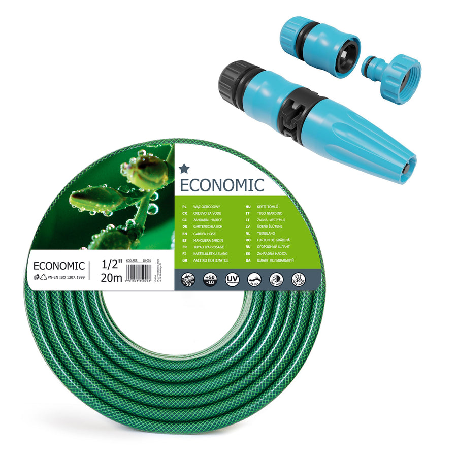 Cellfast Economic 1/2" trädgårdsslang 20m + sprinkler