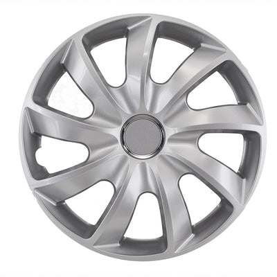 NRM Stig 15" Universal Hubcap - Silver Press-On, Single Piece for a Secure Fit and Sleek Finish