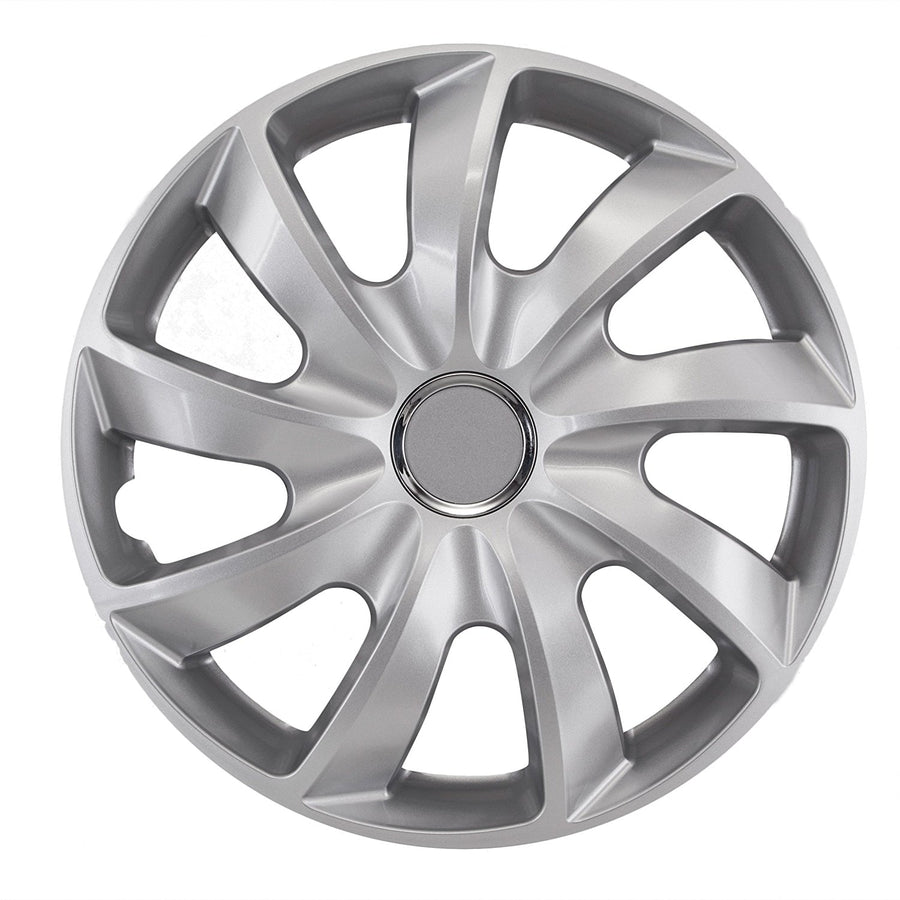 NRM Stig 15" Universal Hubcap - Silver Press-On, Single Piece for a Secure Fit and Sleek Finish