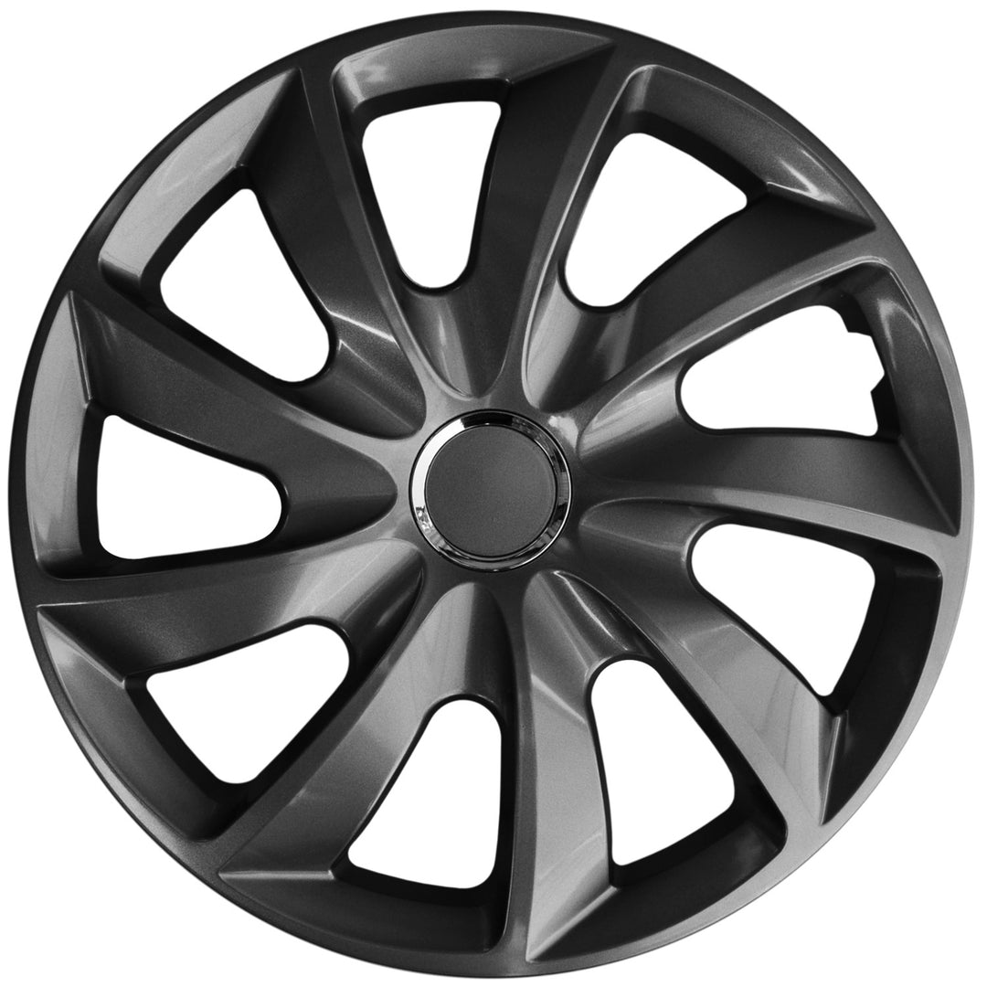 NRM Stig 16" Universal Hubcap - Graphite, Single Press-On Piece for Stylish Wheel Protection