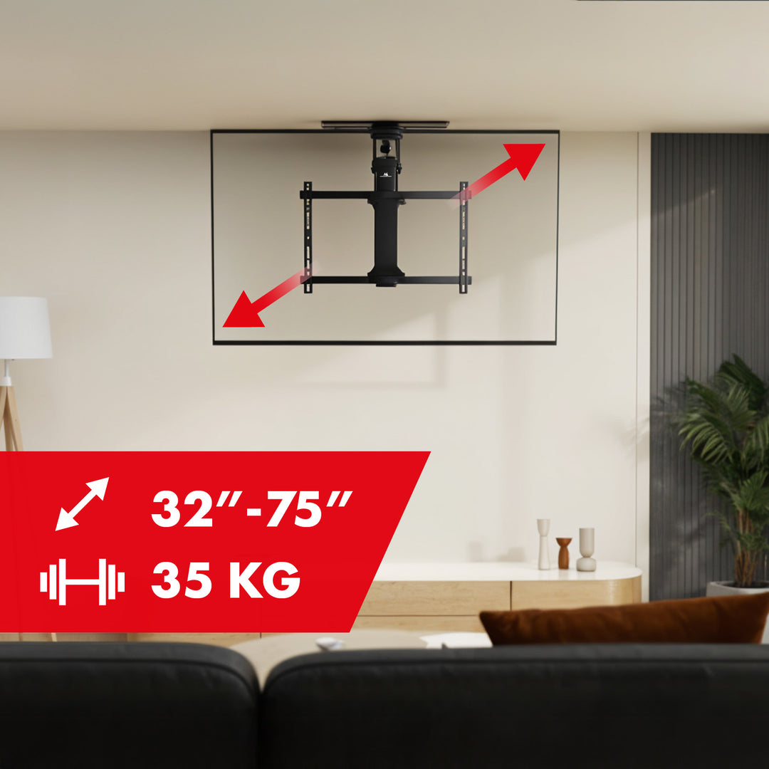 Maclean elektriskt takfäste för TV, TUYA-stöd, max VESA 600x400, 90st svängbart, 32"-75", 35kg, MC-490