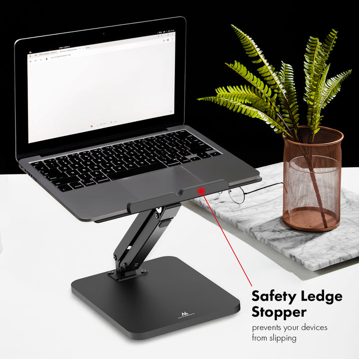 Maclean skrivbordsstativ för skärm eller laptop, gasfjäder, för stående och sittande, svart, MC-493