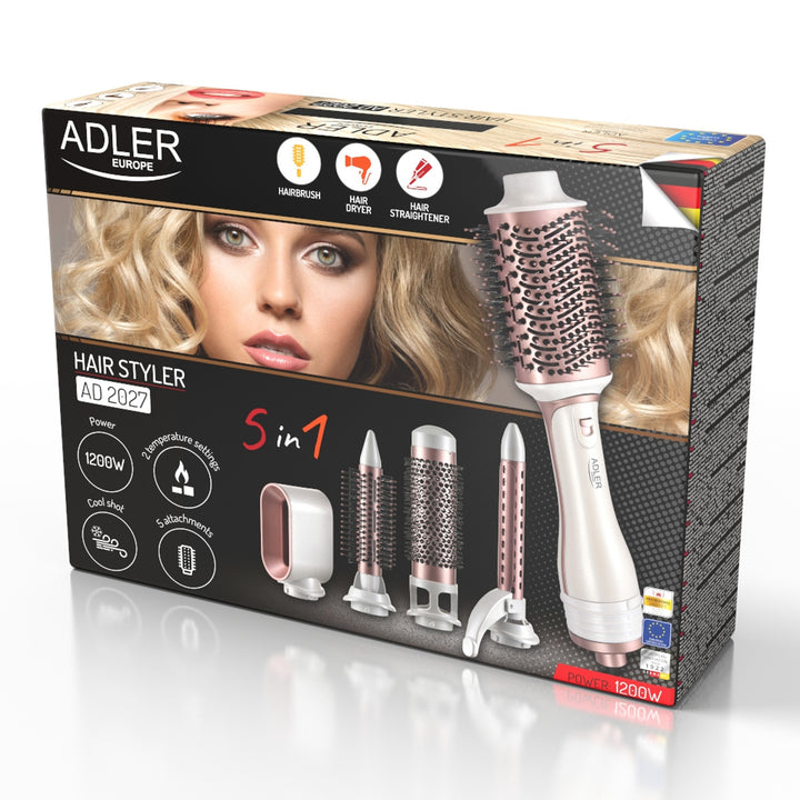 Adler 5-i-1 locktång/torktumlare, 1200W, 5 tillbehör, AD 2027