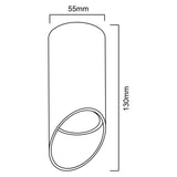 Maclean utanpåliggande armatur/rör, spot, rund, aluminium, GU10, 55x130mm, svart, MCE360 B