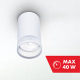 Maclean utanpåliggande armatur/rör, spot, rund, aluminium, GU10, 55x105mm, vit, MCE361 W