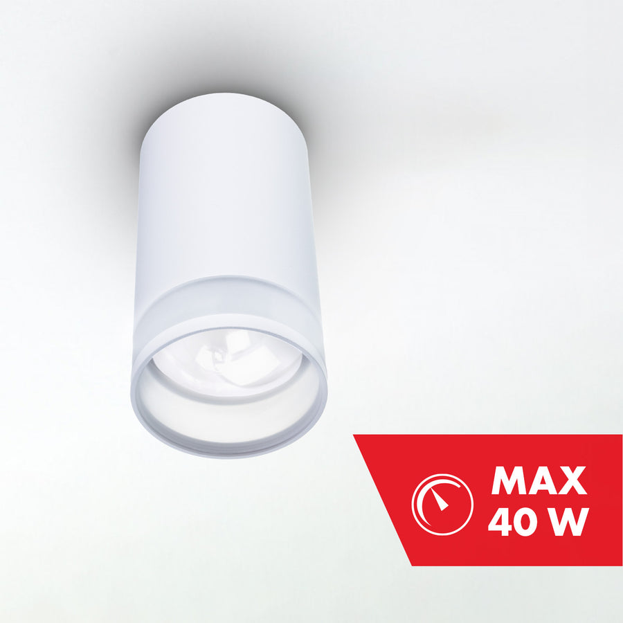 Maclean utanpåliggande armatur/rör, spot, rund, aluminium, GU10, 55x105mm, vit, MCE361 W