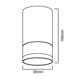 Maclean utanpåliggande armatur/rör, spot, rund, aluminium, GU10, 55x105mm, svart, MCE361 B