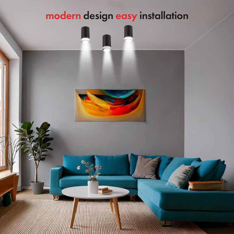 Maclean utanpåliggande armatur/rör, spot, rund, aluminium, GU10, 55x105mm, svart, MCE361 B