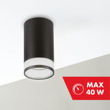 Maclean utanpåliggande armatur/rör, spot, rund, aluminium, GU10, 55x105mm, svart, MCE361 B