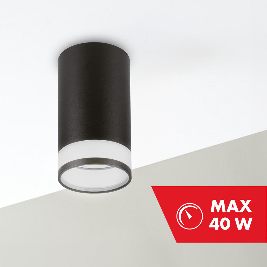 Maclean utanpåliggande armatur/rör, spot, rund, aluminium, GU10, 55x105mm, svart, MCE361 B
