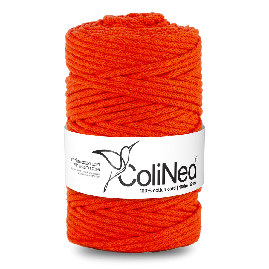 ColiNea, bomullssladd med bomullskärna, flätad, 5mm, 100m, orange