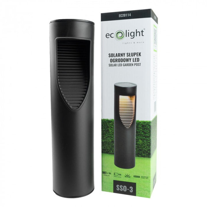 EcoLight LED trädgårdsstolpe, solcell, 4000K, IP54, SSO-3