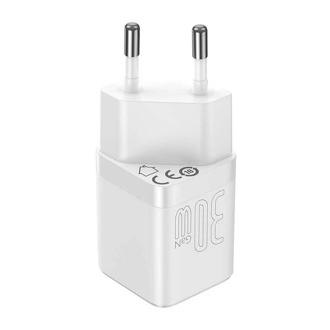 Baseus Snabbladdare 30W, USB-C, Vit, GaN3-teknologi