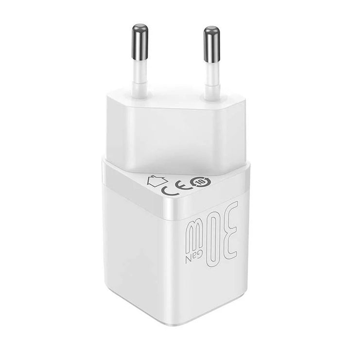 Baseus Snabbladdare 30W, USB-C, Vit, GaN3-teknologi