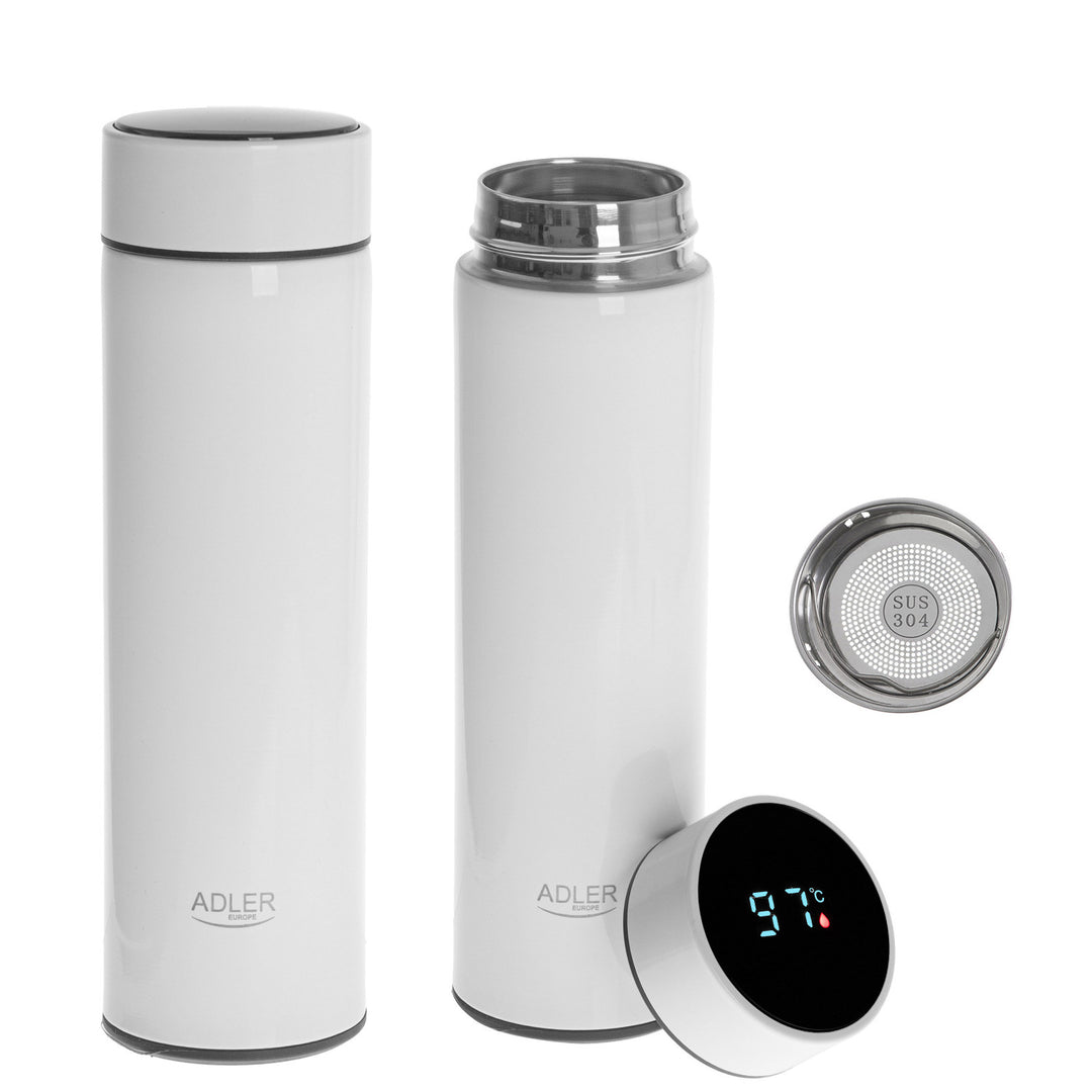 Adler termos, LED-pekskärm, volym 473 ml, färg vit, AD 4506