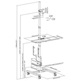 Maclean professional stand trolley, mobil datorarbetsstation på hjul, max 17"-32", max 20kg, MC-793