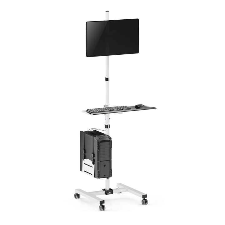 Maclean professional stand trolley, mobil datorarbetsstation på hjul, max 17"-32", max 20kg, MC-793