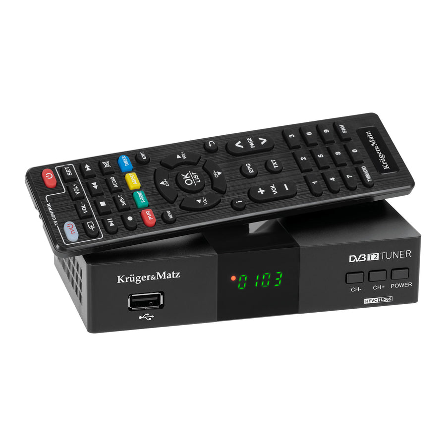 Tuner-avkodare DVB-T2 KM0550D H.265 HEVC EPG PVR Timeshift Kruger&Matz