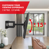 Maclean TV-fäste, max VESA 400x400, 32-75", 50kg, horisontell och vertikal vinkeljustering, profil 80-380mm, svart, MC-788