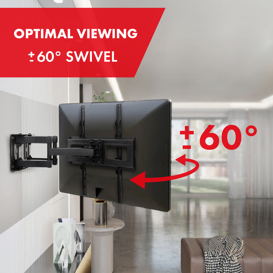 Maclean TV-fäste, max VESA 400x400, 32-75", 50kg, horisontell och vertikal vinkeljustering, profil 80-380mm, svart, MC-788