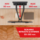 Maclean TV-fäste, max VESA 400x400, 32-75", 50kg, horisontell och vertikal vinkeljustering, profil 80-380mm, svart, MC-788