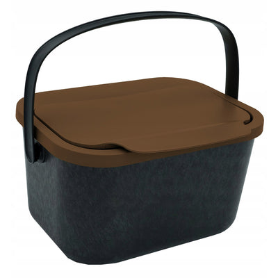 Bioavfallskärl, 4,5 liter, svart med brunt lock, Mini Bini